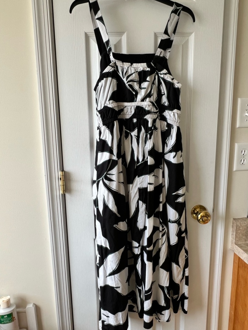 Lane Bryant Black and White Dress with Green Accents